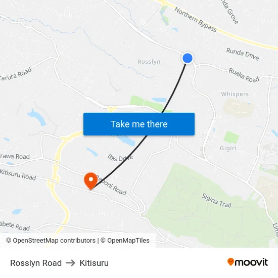 Rosslyn Road to Kitisuru map