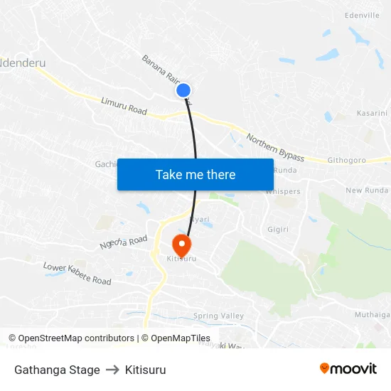 Gathanga Stage to Kitisuru map