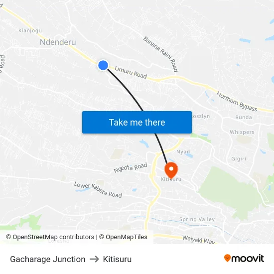 Gacharage Junction to Kitisuru map
