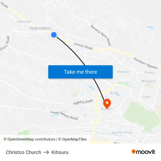 Christco Church to Kitisuru map