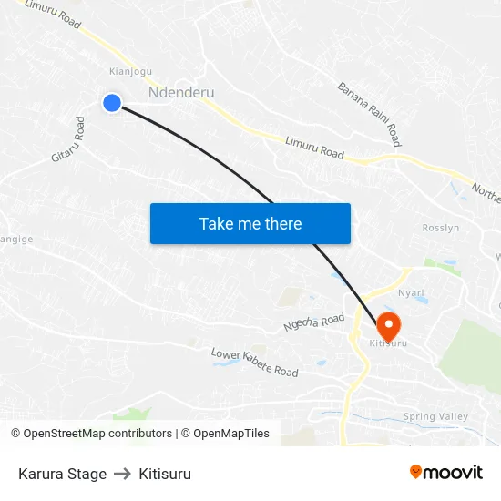 Karura Stage to Kitisuru map