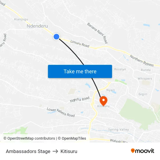 Ambassadors Stage to Kitisuru map