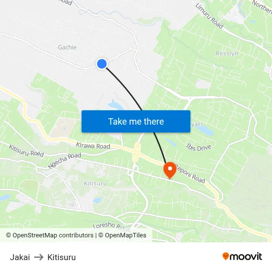 Jakai to Kitisuru map