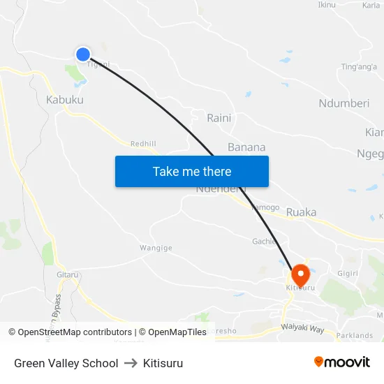 Green Valley School to Kitisuru map