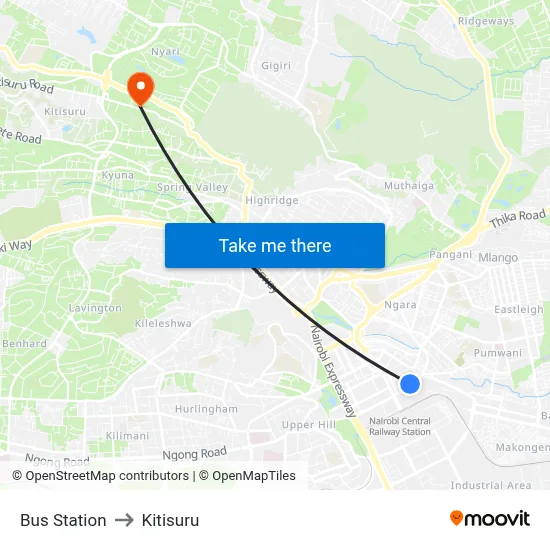 Bus Station to Kitisuru map