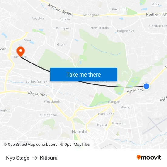 Nys Stage to Kitisuru map