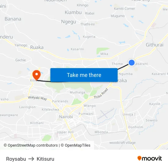 Roysabu to Kitisuru map