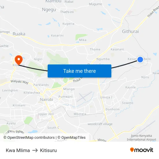Kwa Mlima to Kitisuru map