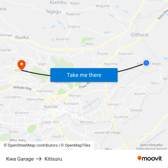 Kwa Garage to Kitisuru map