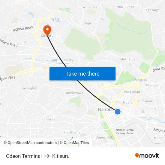 Odeon Terminal to Kitisuru map