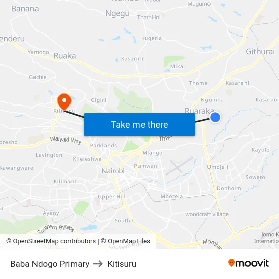 Baba Ndogo Primary to Kitisuru map