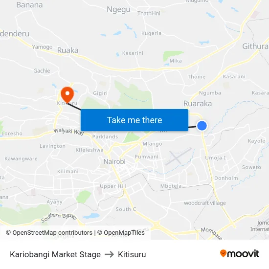Kariobangi Market Stage to Kitisuru map