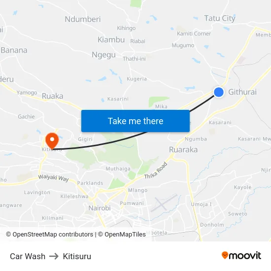 Car Wash to Kitisuru map