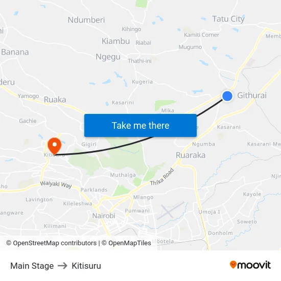 Main Stage to Kitisuru map
