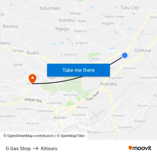 G Gas Shop to Kitisuru map