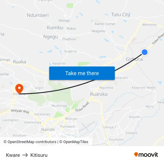 Kware to Kitisuru map