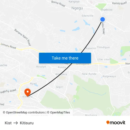 Kist to Kitisuru map