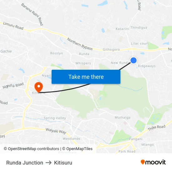 Runda Junction to Kitisuru map
