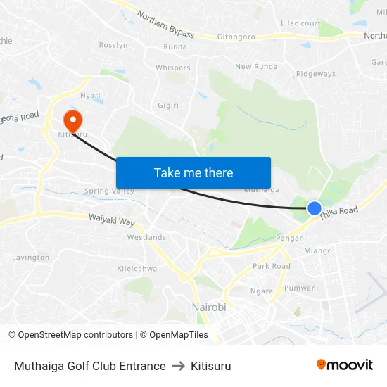 Muthaiga Golf Club Entrance to Kitisuru map