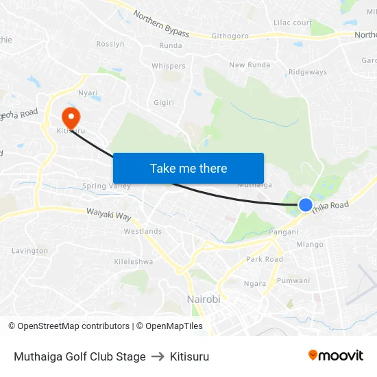 Muthaiga Golf Club Stage to Kitisuru map