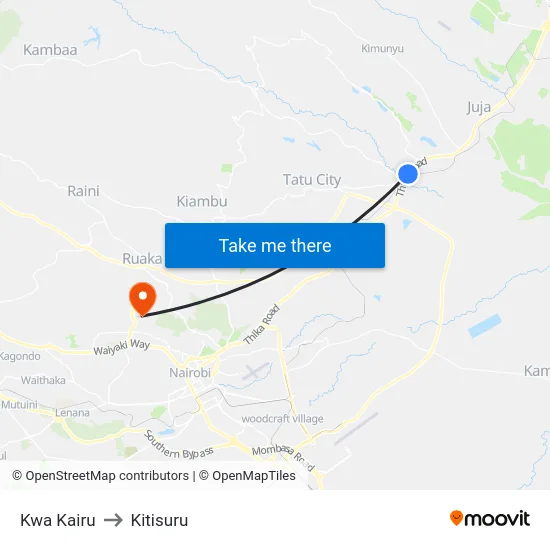 Kwa Kairu to Kitisuru map