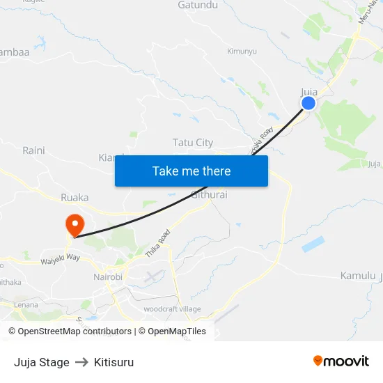 Juja Stage to Kitisuru map