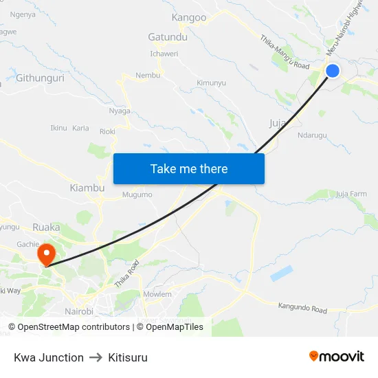Kwa Junction to Kitisuru map