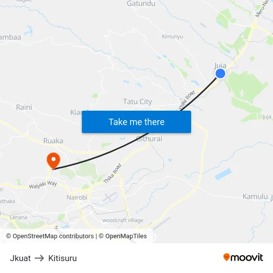 Jkuat to Kitisuru map