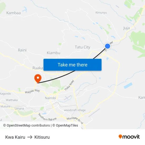 Kwa Kairu to Kitisuru map