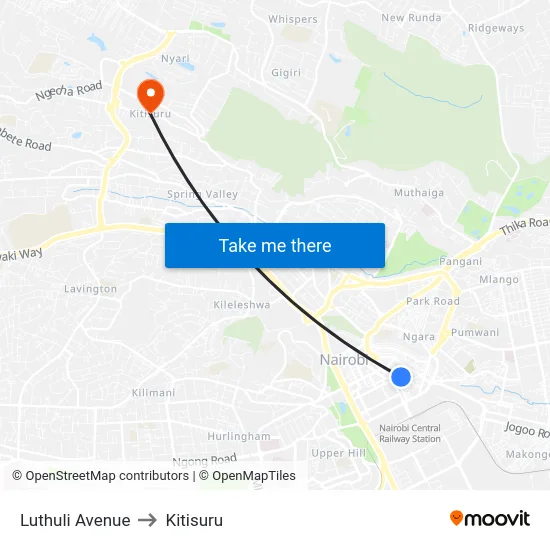 Luthuli Avenue to Kitisuru map