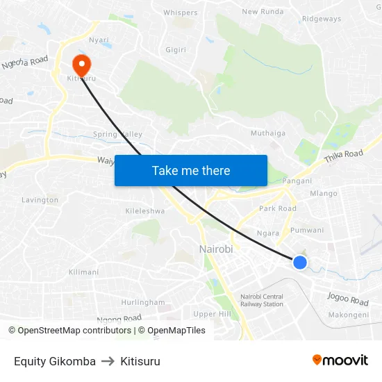 Equity Gikomba to Kitisuru map