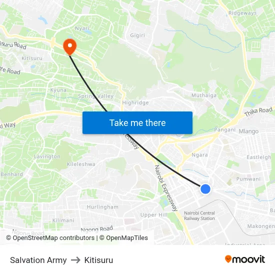 Salvation Army to Kitisuru map