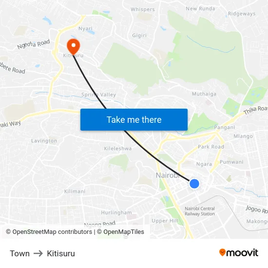 Town to Kitisuru map