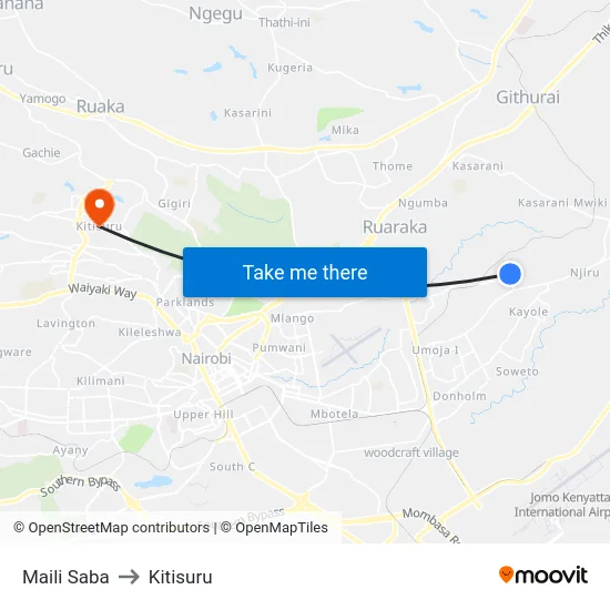Maili Saba to Kitisuru map