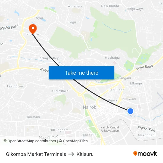 Gikomba Market Terminals to Kitisuru map