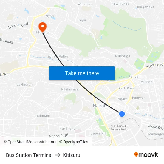 Bus Station Terminal to Kitisuru map