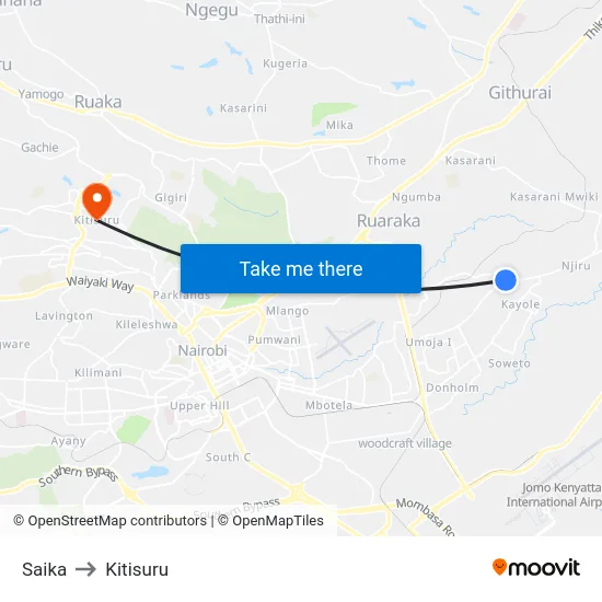 Saika to Kitisuru map