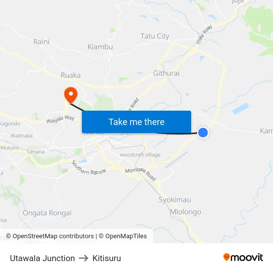 Utawala Junction to Kitisuru map