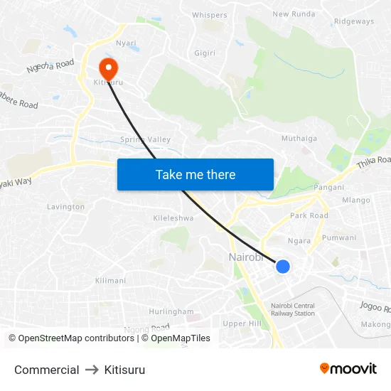 Commercial to Kitisuru map