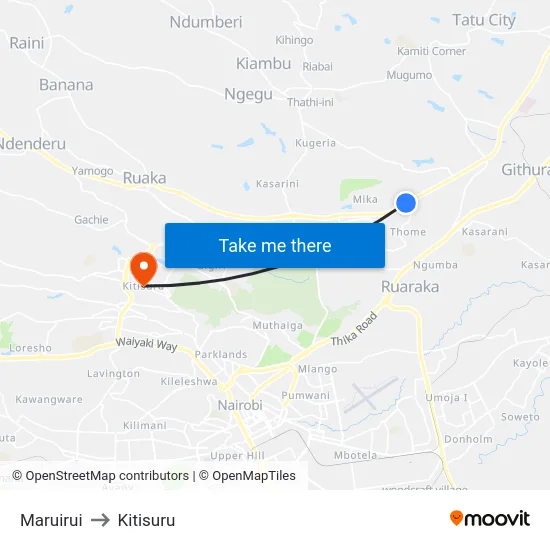 Maruirui to Kitisuru map