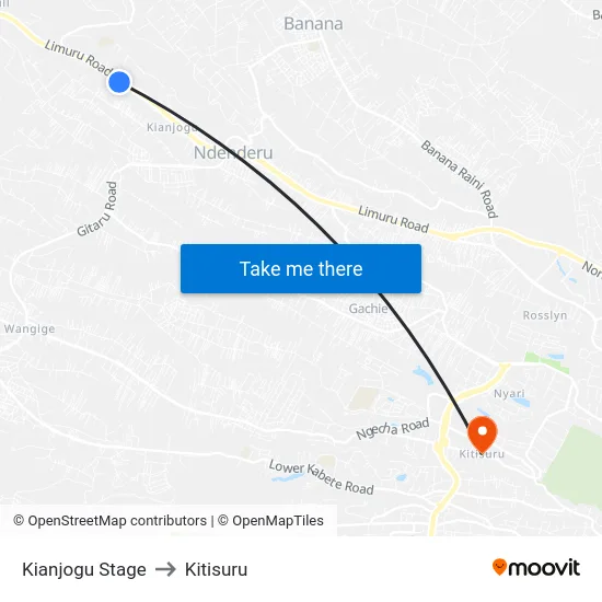 Kianjogu Stage to Kitisuru map