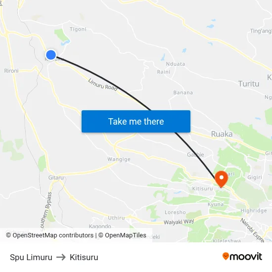 Spu Limuru to Kitisuru map