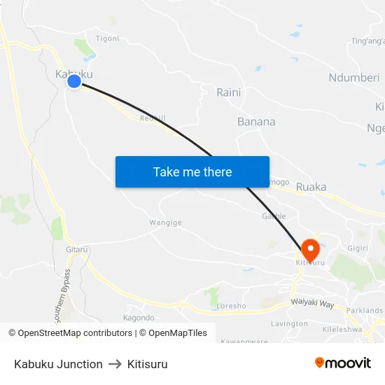 Kabuku Junction to Kitisuru map
