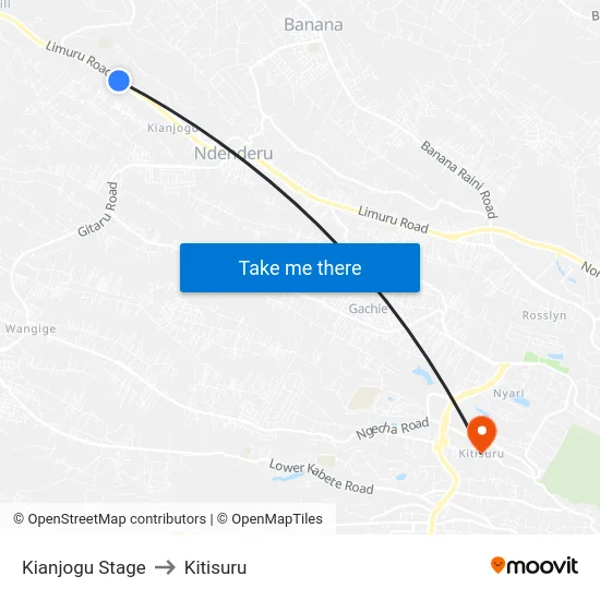 Kianjogu Stage to Kitisuru map
