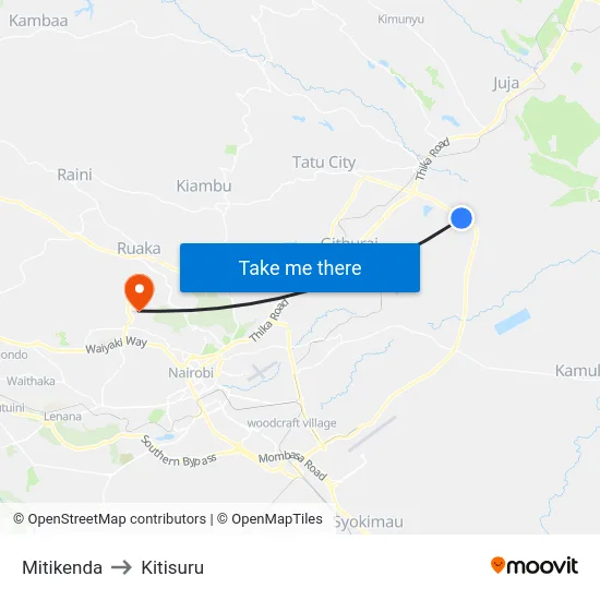 Mitikenda to Kitisuru map