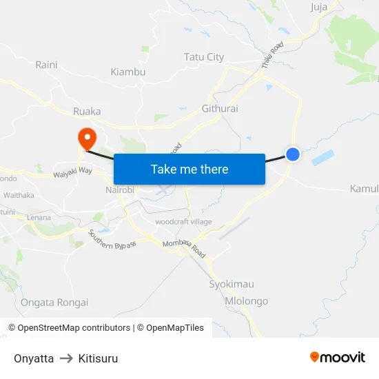 Onyatta to Kitisuru map