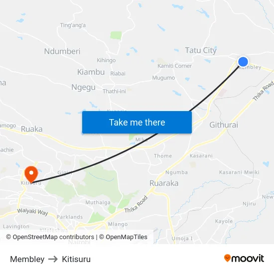 Membley to Kitisuru map