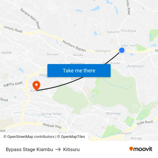 Bypass Stage Kiambu to Kitisuru map