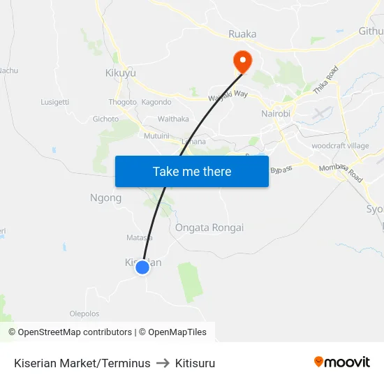 Kiserian Market/Terminus to Kitisuru map