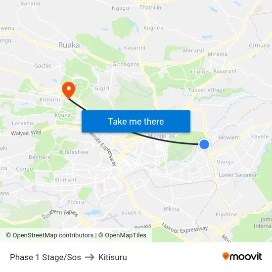 Phase 1 Stage/Sos to Kitisuru map
